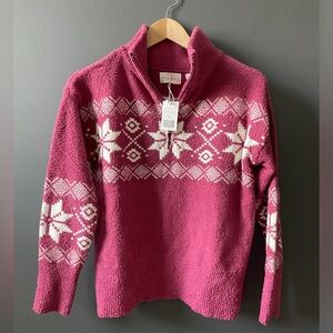 Pink Cabin Quarter Zip Sweater